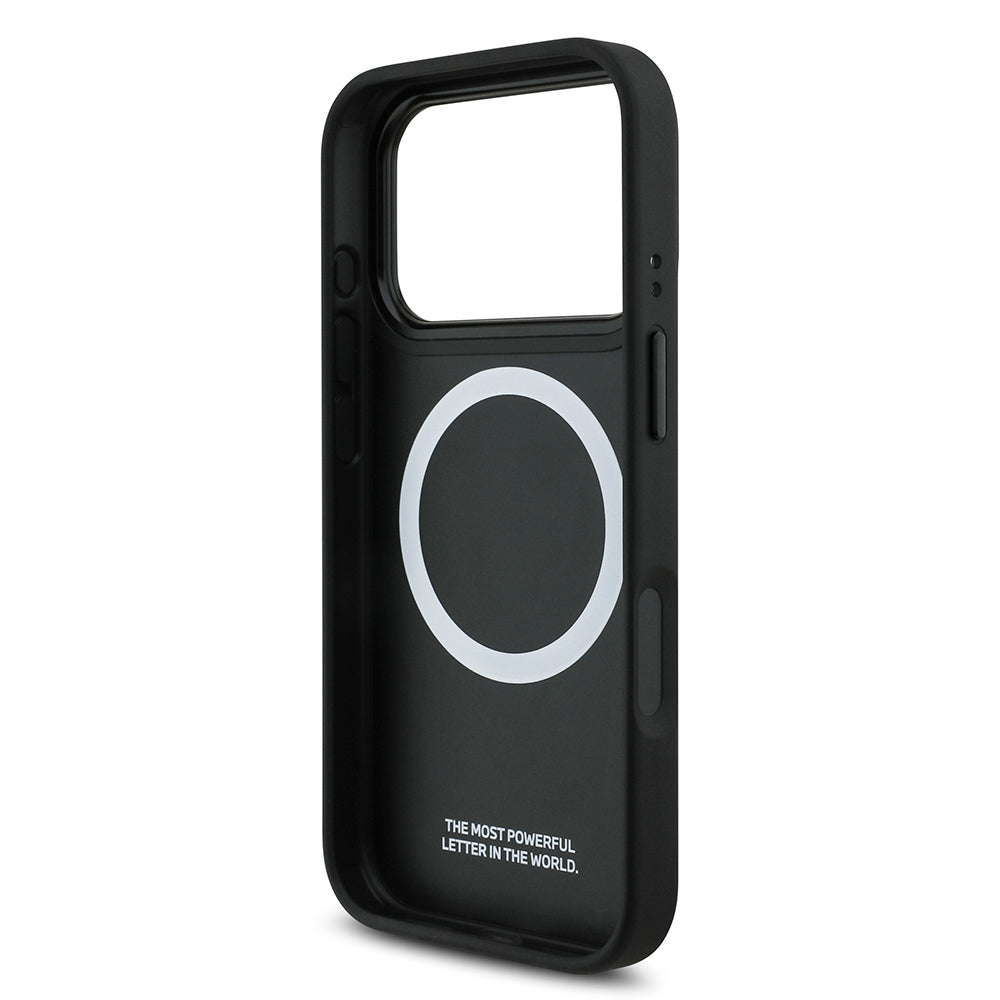 BMW iPhone 17 Pro Orjinal Lisanslı M-safe Deri Arka Yüzey Metal Logolu Delikli Şerit Tasarımlı Telefon Kılıfı BMW iPhone 17 Pro Orjinal Lisanslı M-safe Deri Arka Yüzey Metal Logolu Delikli Şerit Tasarımlı Telefon Kılıfı